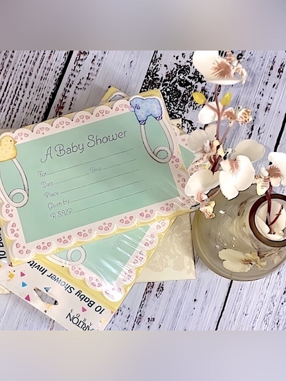 NWT Vintage Carlton Cards Baby Shower Invitations NOS Sealed (20 Total)